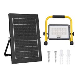 Foco Proyector Led Solar De Trabajo + Panel Solar, 4000 Lm, 6.400 K, Luz Fría, Ip65