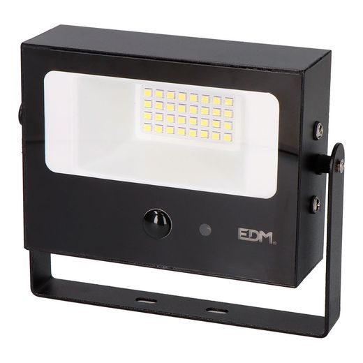 Foco Proyector Solar Auto Basculante, 10 W, 1800 Lm, 6500 K, Con Sensor Movimiento, Negro