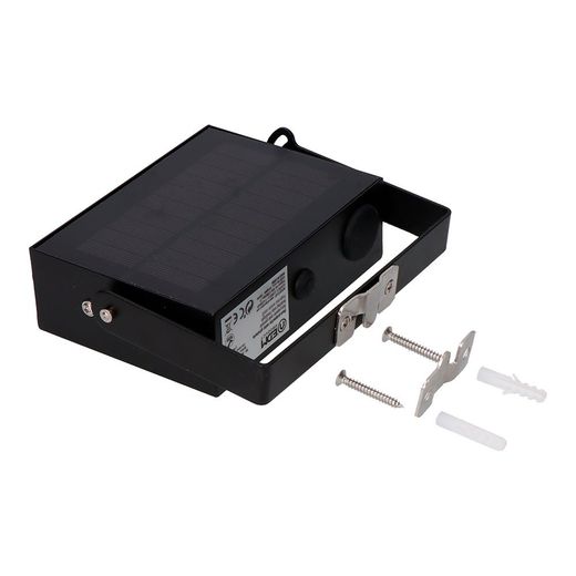 Foco Proyector Solar Auto Basculante, 10 W, 1800 Lm, 6500 K, Con Sensor Movimiento, Negro