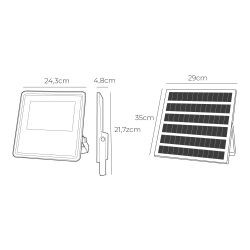 Foco Proyector Solar Slim 200 W 1800 Lm 6500 K Luz Fría