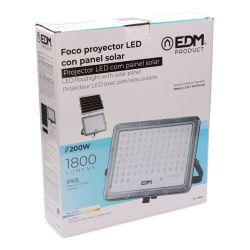 Foco Proyector Solar Slim 200 W 1800 Lm 6500 K Luz Fría