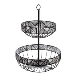 Frutero De Dos Pisos Metalico Negro