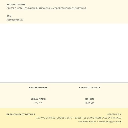 Frutero Metálico Baltik Blanco Ø28 Cm Colores/Modelos Surtidos