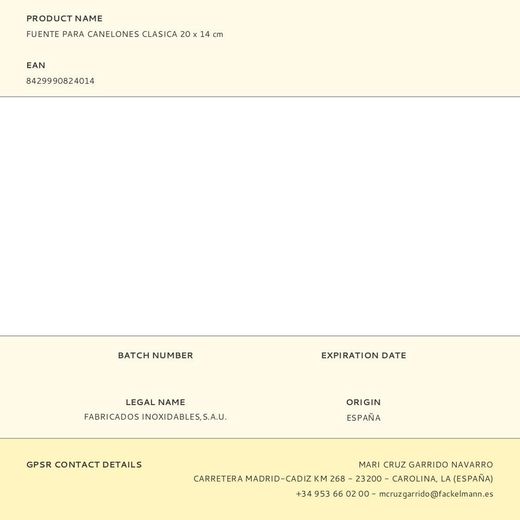 Fuente Para Canelones Clasica 20 X 14 Cm