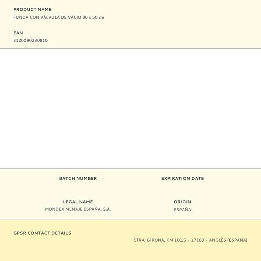 Funda Con Válvula De Vacio 80 X 50 Cm