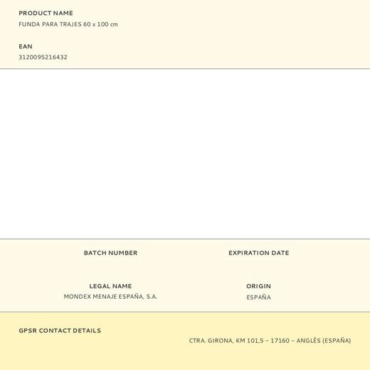 Funda Para Trajes 60 X 100 Cm