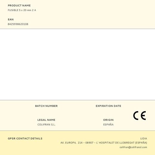 Fusible 5 X 20 Mm 2 A