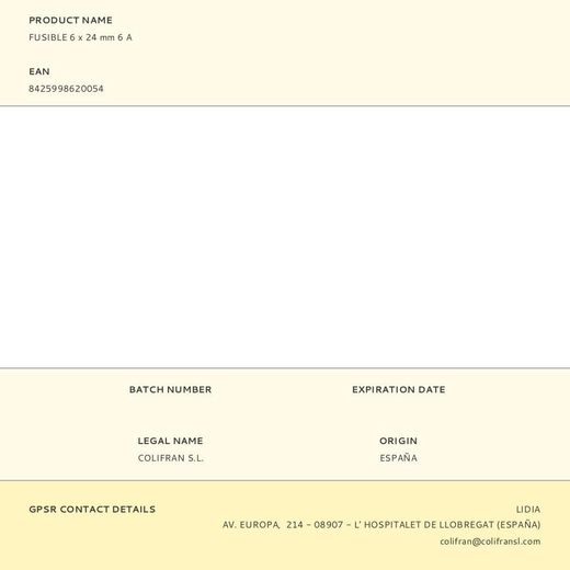 Fusible 6 X 24 Mm 6 A