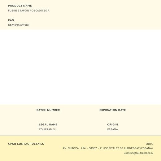 Fusible Tapón Roscado 50 A