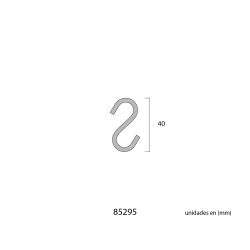 Gancho En Forma De S 40 Mm  Zincado, 4 Uds