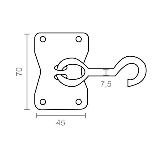 Gancho Movil Ap05 Con Placa 70 X 45 Mm Zincado, Blister 2 Uds