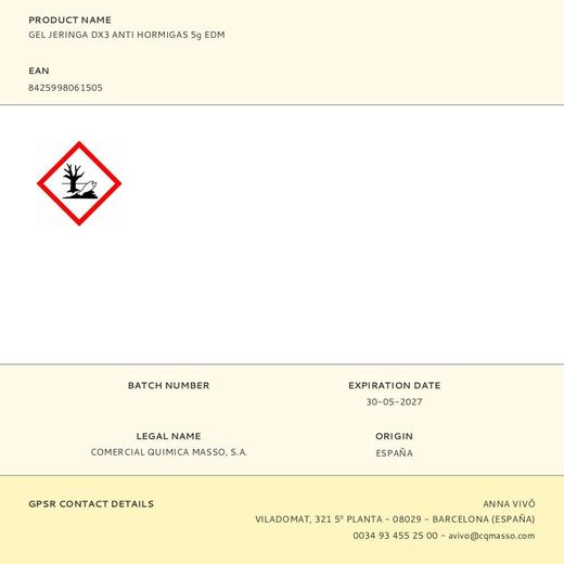 Gel Jeringa Dx3 Anti Hormigas 5 G