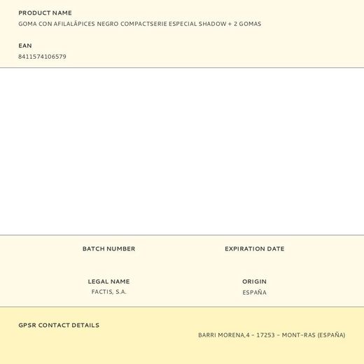 Goma Con Afilalápices Negro Compactserie Especial Shadow + 2 Gomas