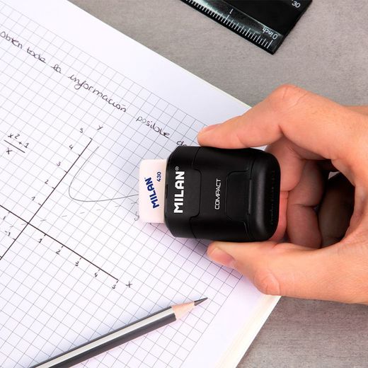 Goma Con Afilalápices Negro Compactserie Especial Shadow + 2 Gomas