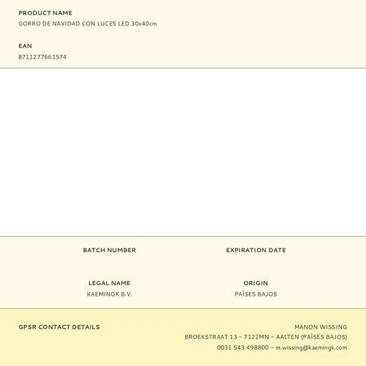 Gorro De Navidad Con Luces Led 30 X 40 Cm