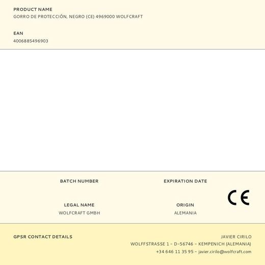 Gorro De Protección, Negro (Ce) 4969000 Wolfcraft