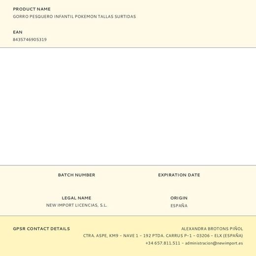 Gorro Pesquero Infantil Pokemon Tallas Surtidas