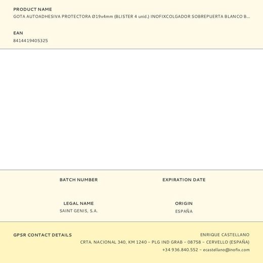 Gota Autoadhesiva Protectora Ø19X4Mm (Blister 4 Unid.) Inofixcolgador Sobrepuerta Blanco Blister  Inofix