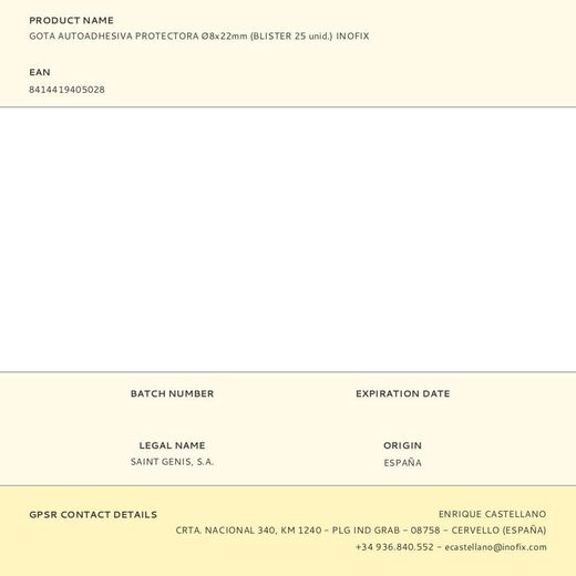 Gota Autoadhesiva Protectora Ø8X22Mm (Blister 25 Unid.) Inofix