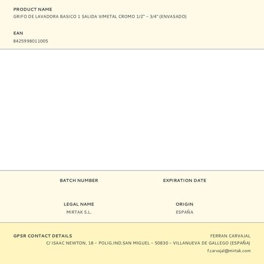 Grifo De Lavadora Basico 1 Salida V/Metal Cromo 1/2" - 3/4" (Envasado)