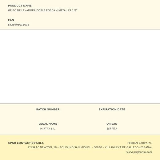 Grifo De Lavadora Doble Rosca V/Metal Cr 1/2"