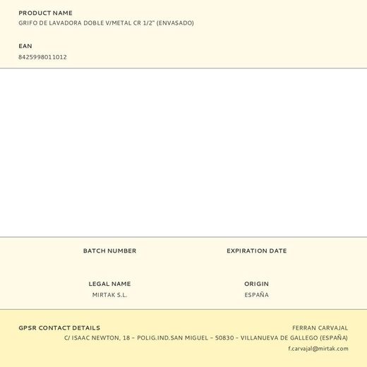 Grifo De Lavadora Doble V/Metal Cr 1/2" (Envasado)