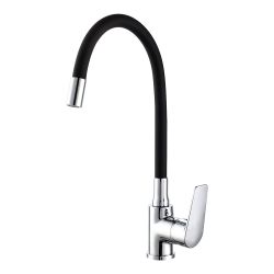 Grifo Monomando De Cocina Caño Alto Flexible Negro Serie Baiona