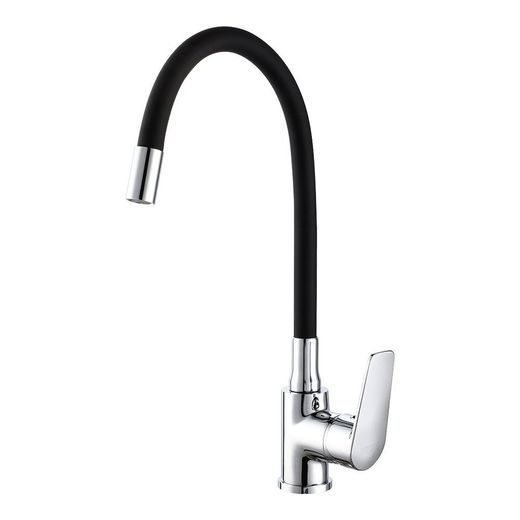Grifo Monomando De Cocina Caño Alto Flexible Negro Serie Baiona