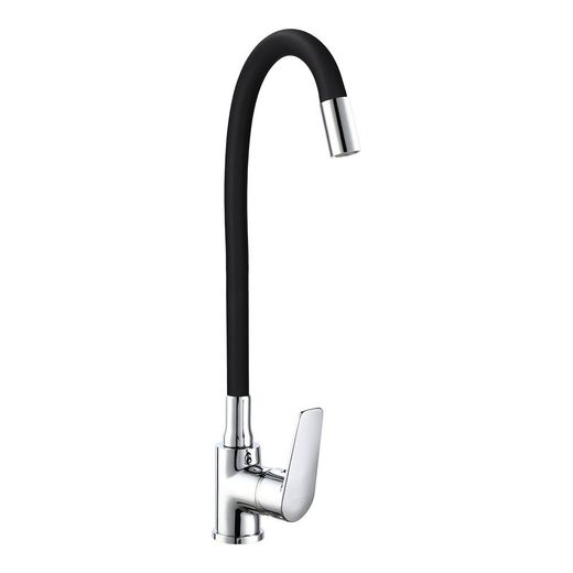 Grifo Monomando De Cocina Caño Alto Flexible Negro Serie Baiona