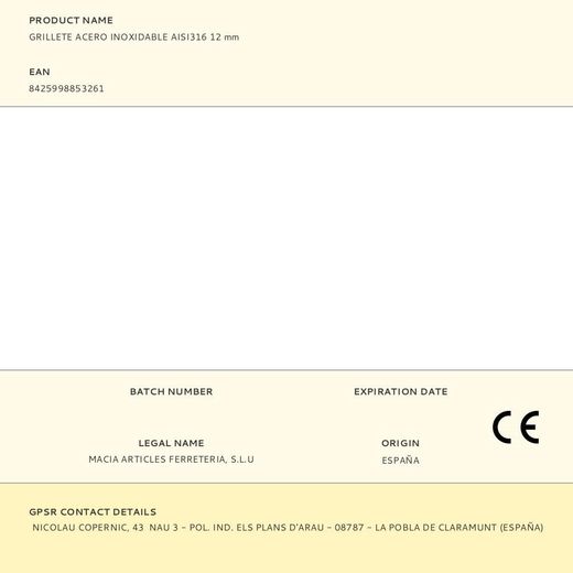 Grillete Acero Inoxidable Aisi316 12 Mm