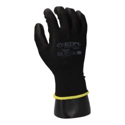 Guante Poliéster Con Palma Poliuretano, Keep Safe®, Negro, T-07