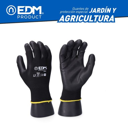 Guante Poliéster Con Palma Poliuretano Para Jardín Agricultura, T-08