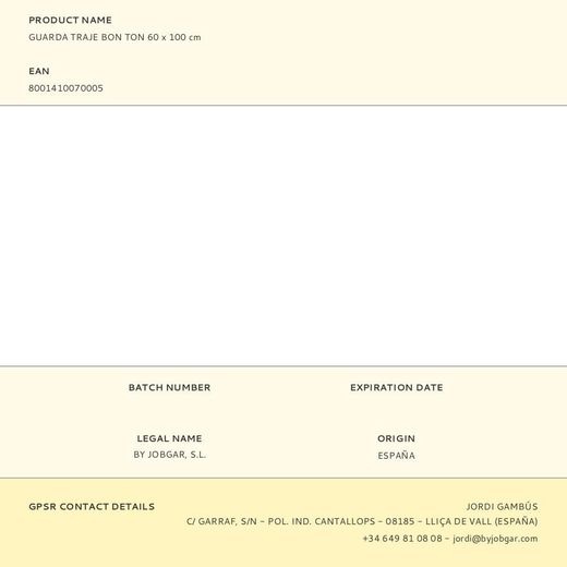 Guarda Traje Bon Ton 60 X 100 Cm