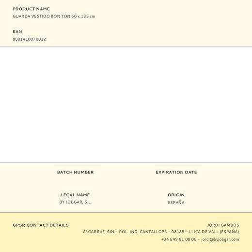 Guarda Vestido Bon Ton 60 X 135 Cm