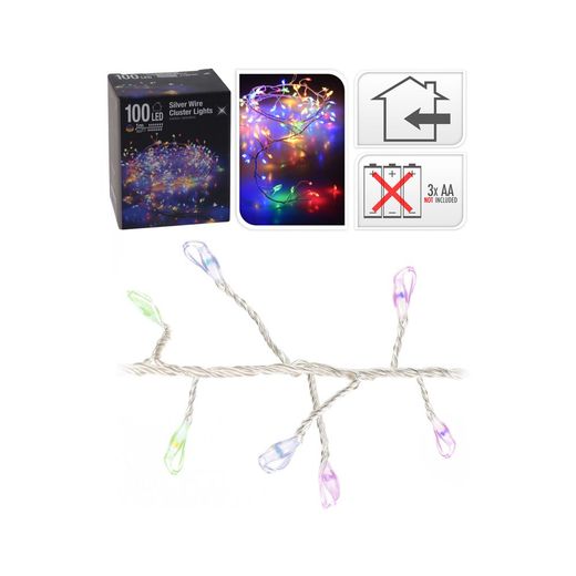 Guirnalda A Pilas, Función Fija, Uso Interior, Tipo Espino, Multicolor, 100 Leds, 1,50 M