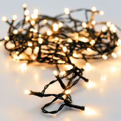 Guirnalda A Pilas, Multifunción, Uso Exterior, Blanco Cálido, Cable Negro, 96 Leds, 7,50 M