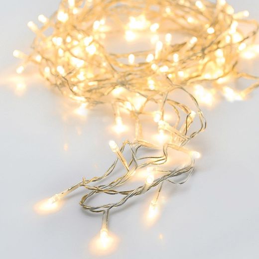 Guirnalda A Pilas, Multifunción, Uso Exterior, Blanco Cálido, Cable Transparente, 48 Leds, 4 M