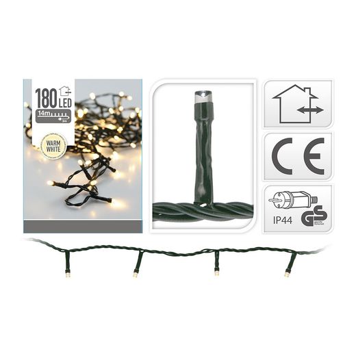 Guirnalda Con Función Fija, Uso Exterior, Blanco Cálido, 180 Leds, 13,50 M