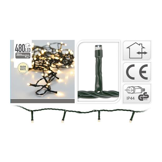 Guirnalda Con Función Fija, Uso Exterior, Blanco Cálido, 480 Leds, 36 M