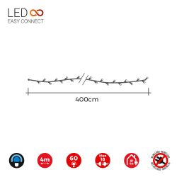 Guirnalda Easy-Connect 4M 60 Leds Azul 30V (Ip44 Interior-Exterior) Total 1,08W