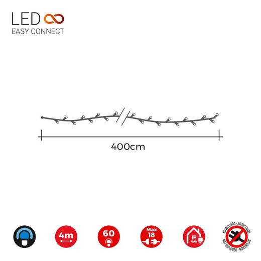Guirnalda Easy-Connect 4M 60 Leds Azul 30V (Ip44 Interior-Exterior) Total 1,08W