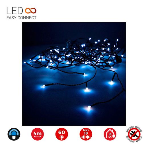 Guirnalda Easy-Connect 4M 60 Leds Azul 30V (Ip44 Interior-Exterior) Total 1,08W