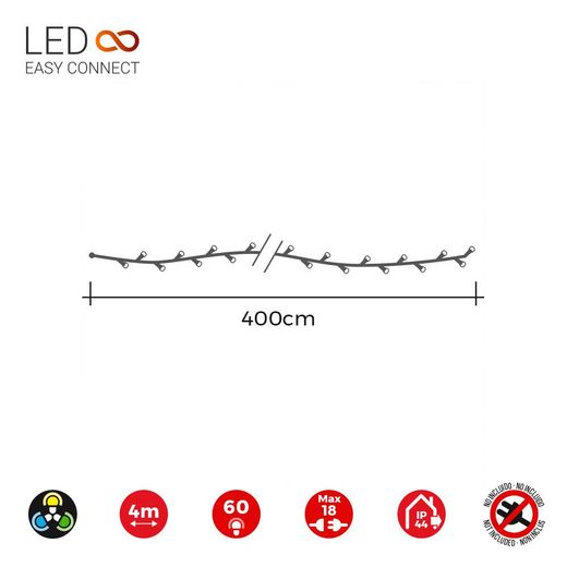 Guirnalda Easy-Connect 4M 60 Leds Multicolor 30V (Ip44 Interior-Exterior) Total 1.08W
