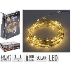 Guirnalda Micro Led, Blanco Calido, 100 Leds, Solar, 7 M