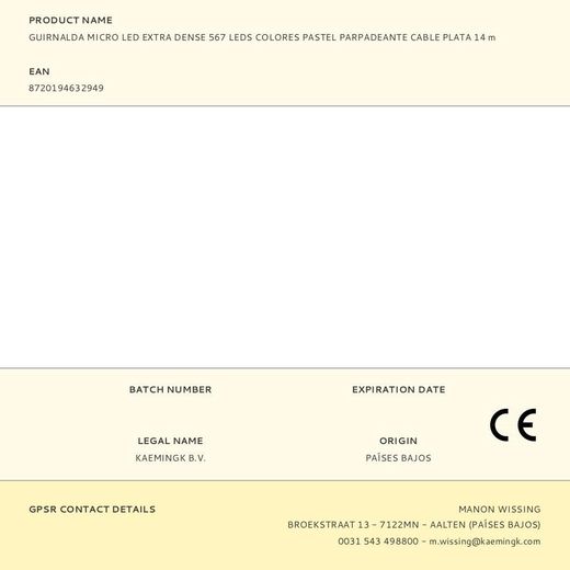 Guirnalda Micro Led Extra Dense 567 Leds Colores Pastel Parpadeante Cable Plata 14 M