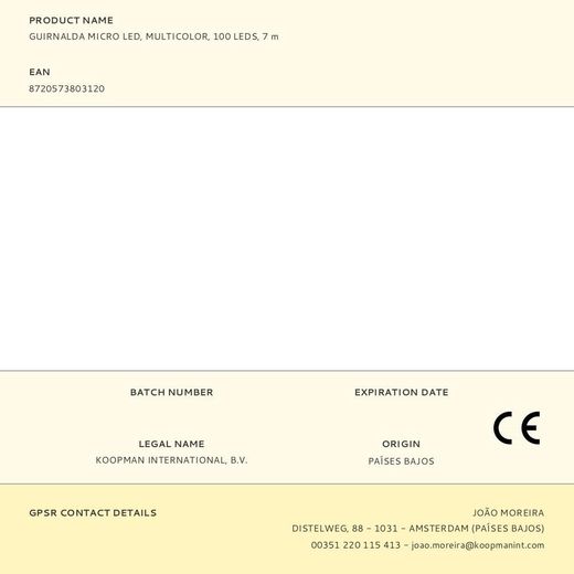 Guirnalda Micro Led, Multicolor, 100 Leds, 7 M