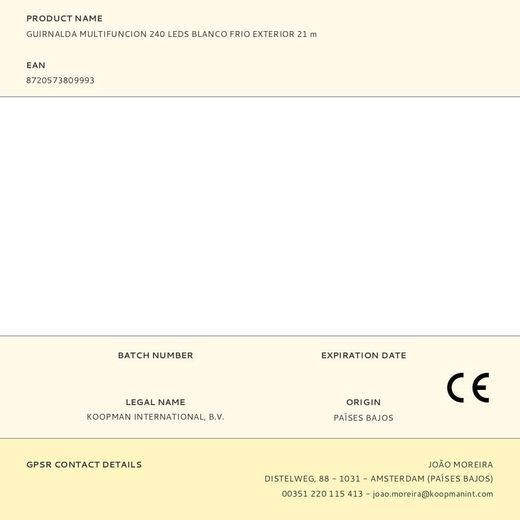 Guirnalda Multifunción, Uso Exterior, Blanco Frío, 240 Leds, 21 M