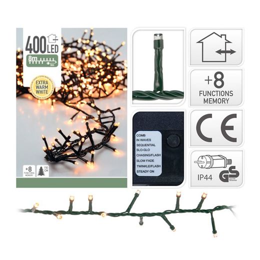 Guirnalda Multifunción, Uso Exterior, Tipo Espino, Luz Cálida, 400 Leds, 8 M