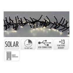 Guirnalda Solar Recargable, 768 Leds, Multifunción, Luz Cálida, Exterior, 5,6 M