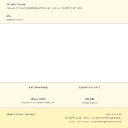 Hamaca De Viaje Con Mosquitera, 140 X 260 Cm, Colores Surtidos